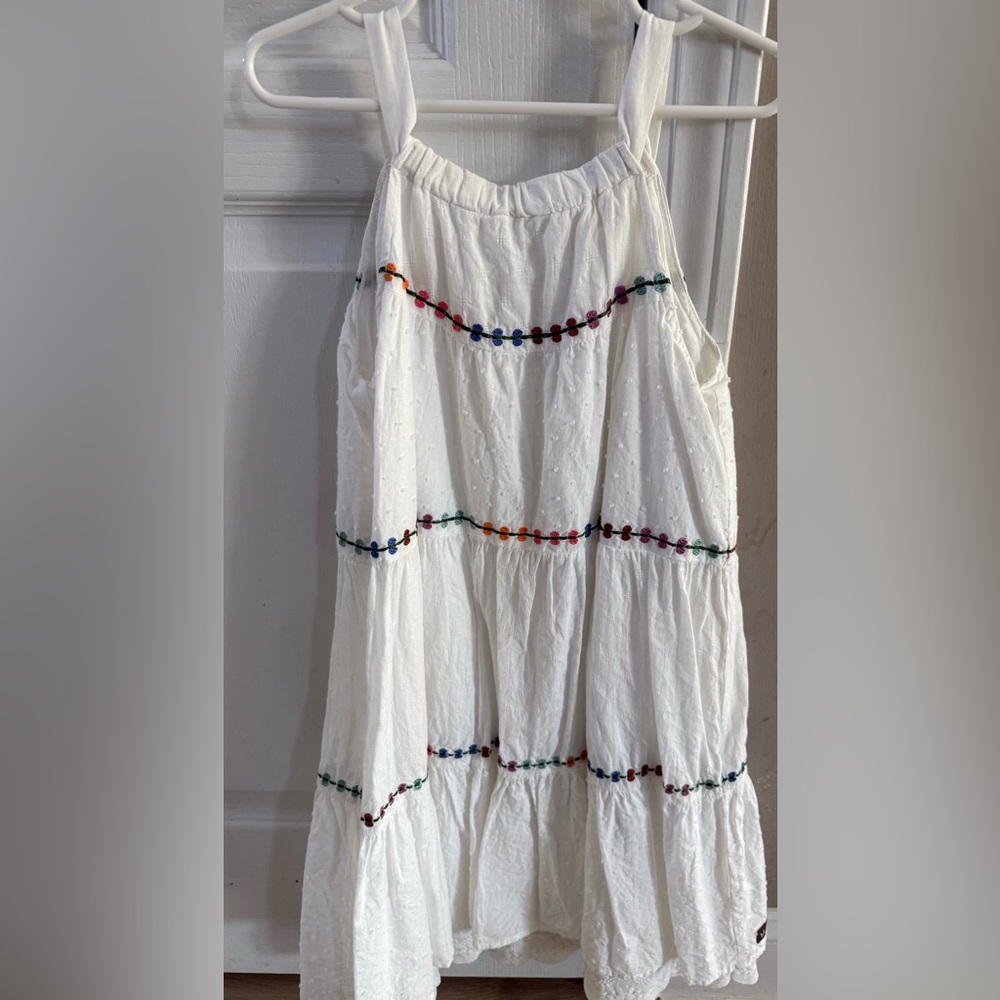 Matilda Jane White Dress with Multicolor Embroidery